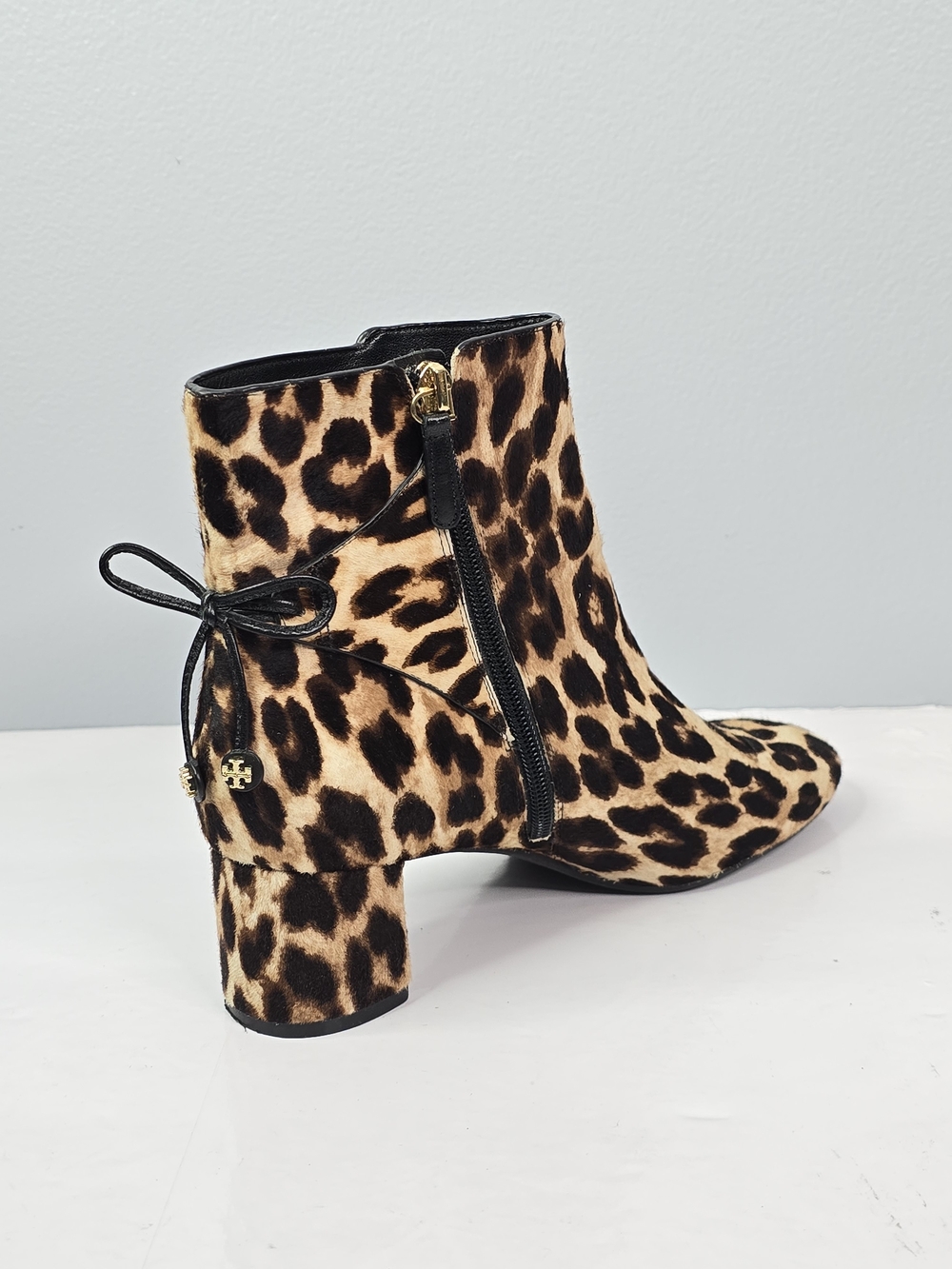 Tory Burch Laila Leopard Print Calf Hair Ankle Boots